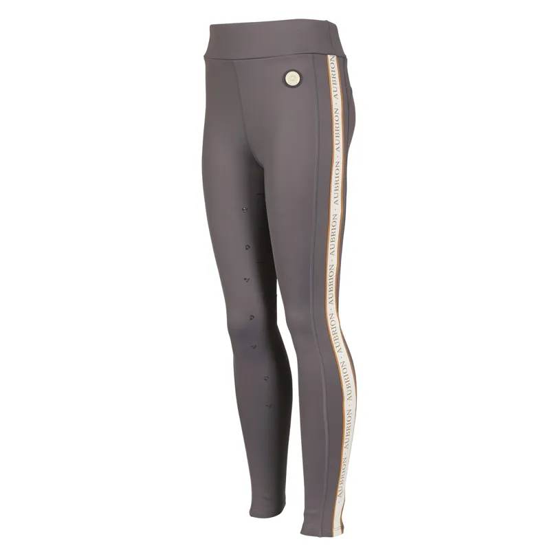 Aubrion Young Rider Team Shield Riding Tights - Grey-1